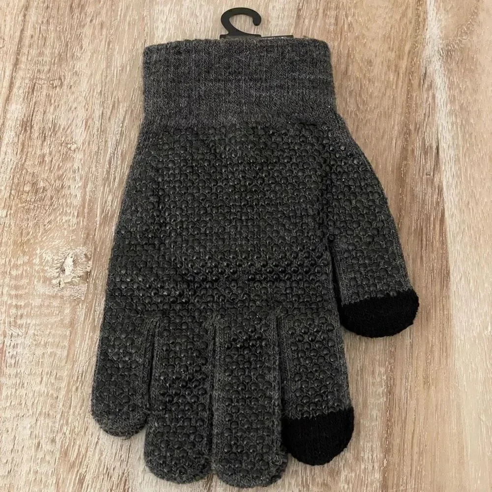 NWT 2 Daiso Digits Touchscreen Touch Screen Grey / Black Adult Warm Knit Gloves